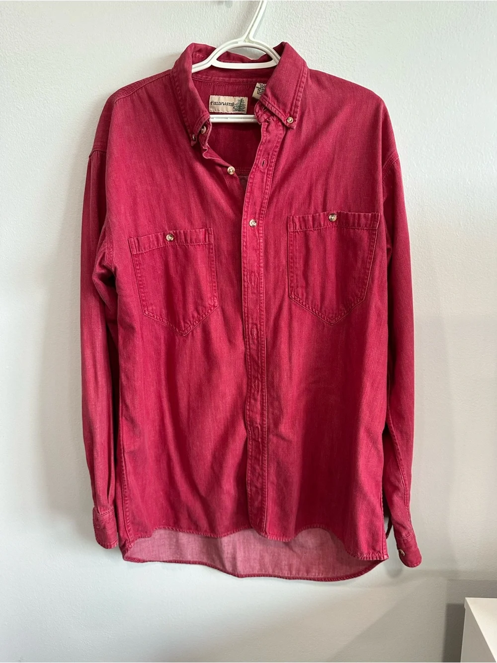 Vintage FieldMaster Red 100% Cotton Button Down Shirt Men’s LT Long Sleeve USA